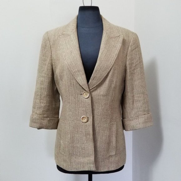 Lafayette 148 New York Jackets & Blazers - Lafayette 148 Blazer Silk Linen Blend 3/4 Sleeve